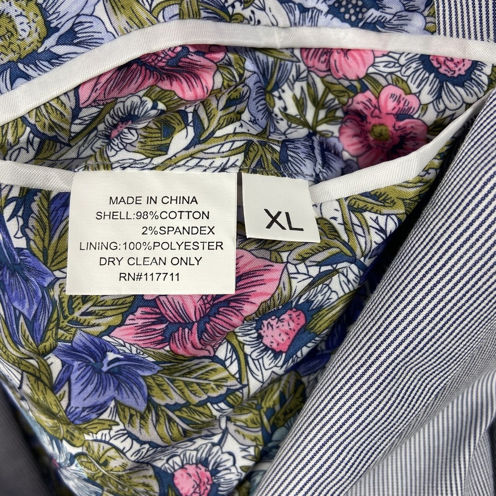 Alan Flusser Jacket Men's XL Blue White Blazer Sport Coat Striped New - Picture 8 of 11